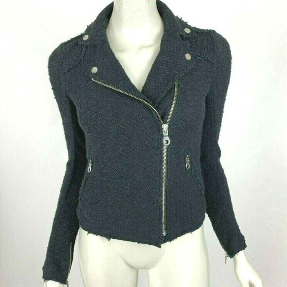 Rebecca Taylor Tweed Jacket Fringe Trim Long Sleev